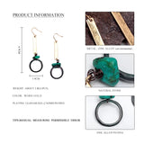 Vintage Green Stone Drop Earrings For Women