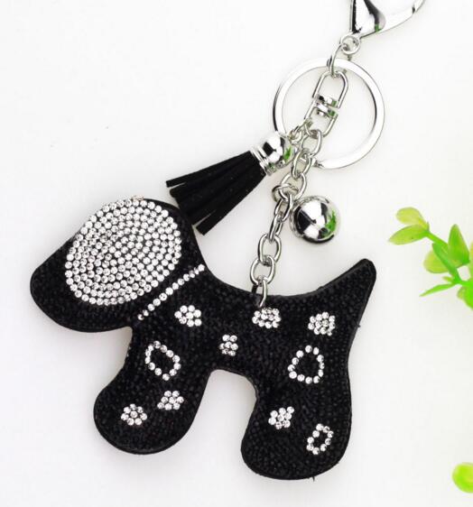 Dog Crystal Keychain Black