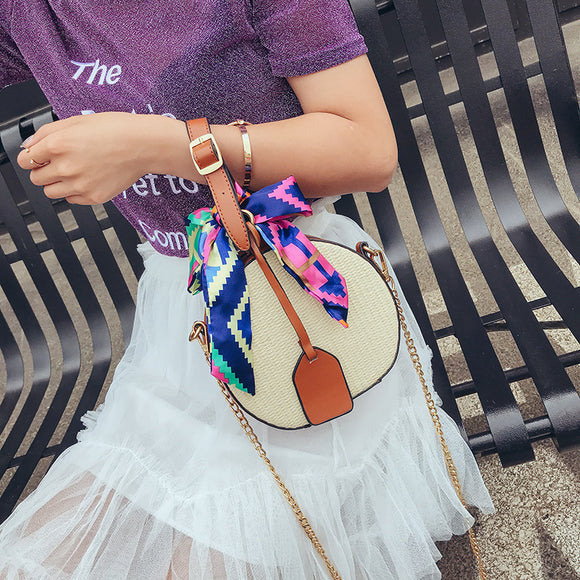 Round Weaving straw bag