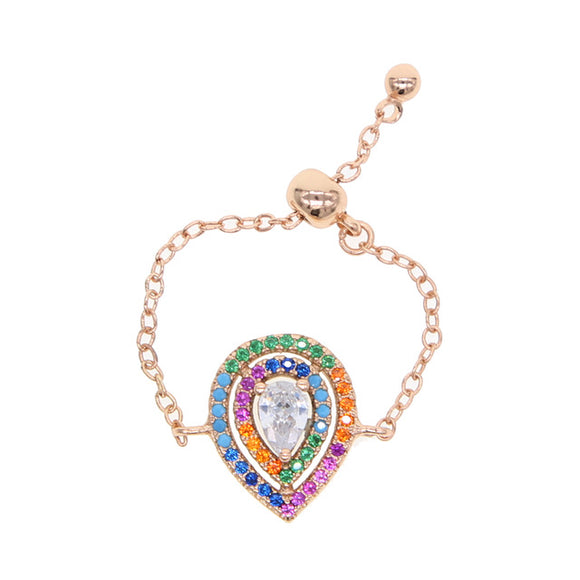 Colourful cubic zirconia adjustable ring