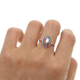 Colourful cubic zirconia adjustable ring