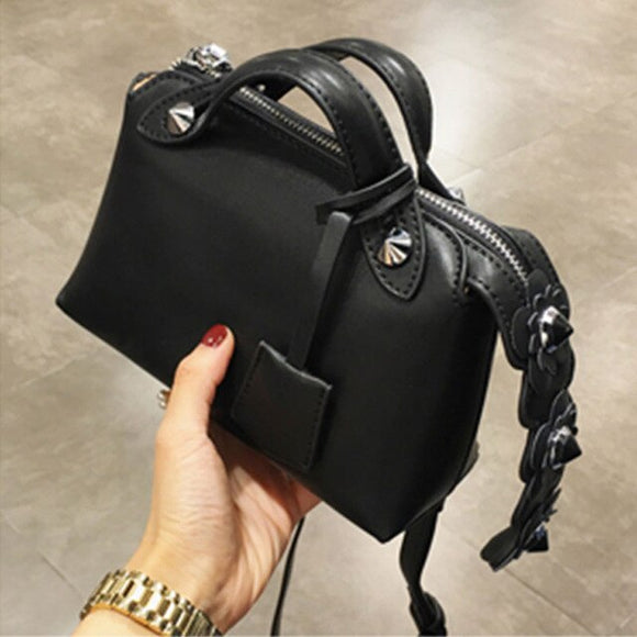 Black Bag with Flower Tassel