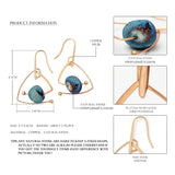 Hot Blue Natural Stone Drop Earrings For Women Vintage Gold Copper Triangle Geometric Dangle