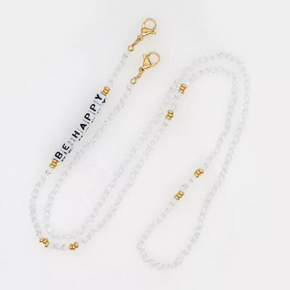 chain for glasses crystal beads straps be happy letter