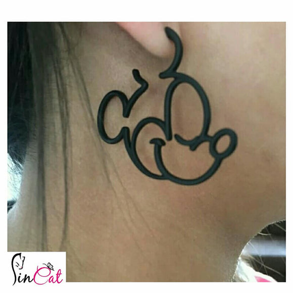Black mickey hook earrings