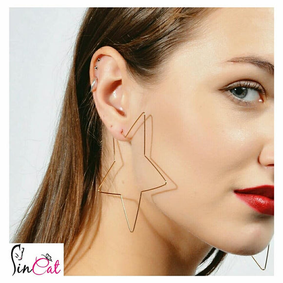 Simple Large Star Shaped metal Earrings
