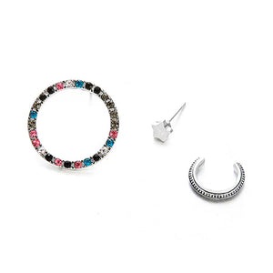 Round crystal cuff set of earrings