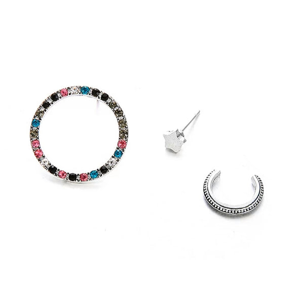 Round crystal cuff set of earrings