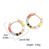 Mini Lovely Enamel Rainbow Round Circle Hoop Earrings for Women