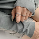 925 Sterling Silver Smooth Rings For Women smile face star open rings
