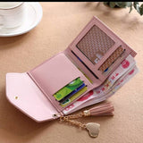 light gray mini wallet with tassel
