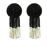 Acrylic black silver beadstassels statement earrings