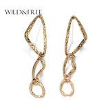 vintage alloy triangle long boho earrings antique gold