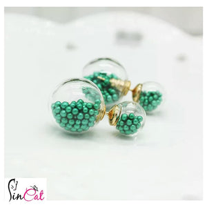 Green metal beads glass Earrings