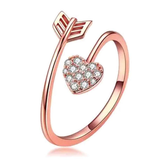 Adjustable rose gold heart ring