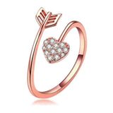 Adjustable rose gold heart ring
