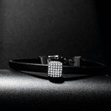 Shining zirconia square leather bracelet