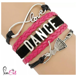 Love dance red rose leather bracelet