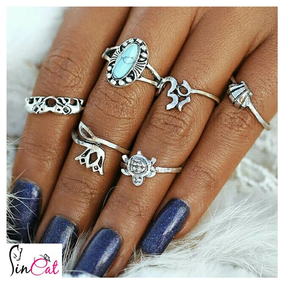 Retro tortoise rings set