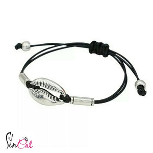 Black rope shell bracelet