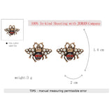 Bee Crystal Stud Earrings Brand Sweet Party Rhinestone