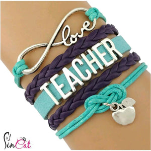 light blue teacher leather bracelet