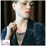 Irregular mixed color gems necklace with tassels
