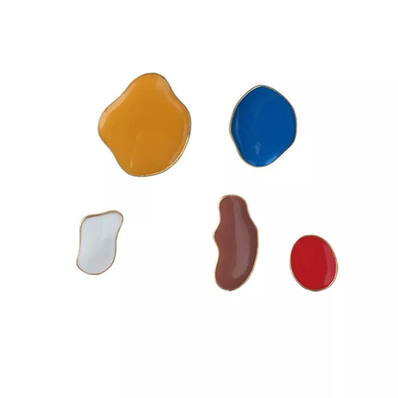 5 pieces french fashion web celebrity geometric stud earrings