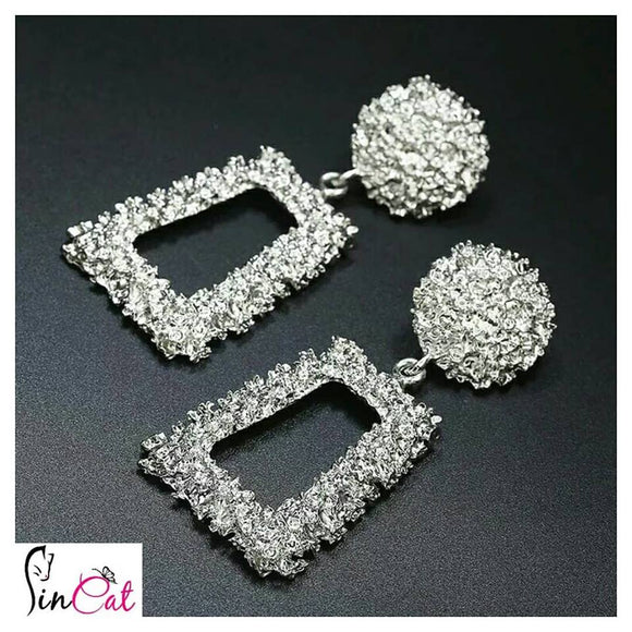 Silver punk metal dangle earrings