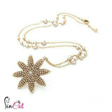 Simulated pearl flower pendant necklace