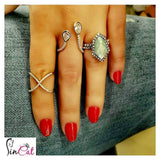 2 PCS/Set Geometric Resin Rhinestone Ring