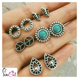 round leaf earrings set