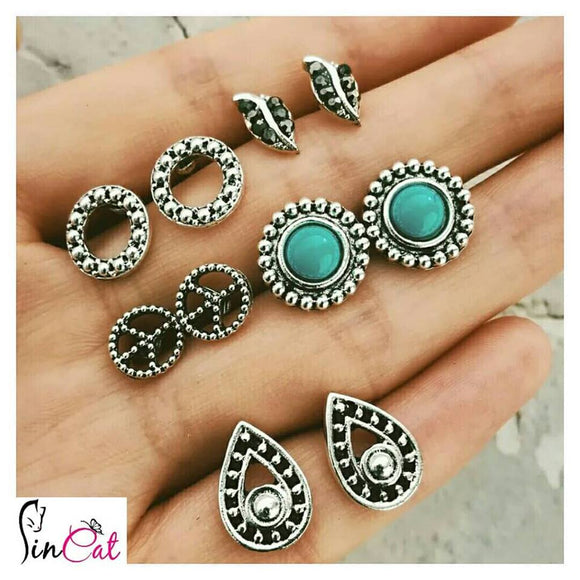 round leaf earrings set