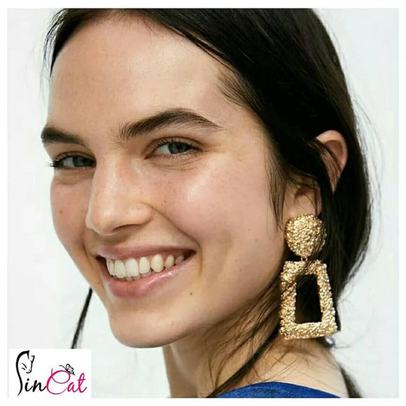 Gold punk metal dangle earrings