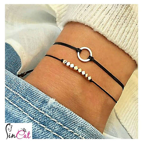 Geometric round square bracelets