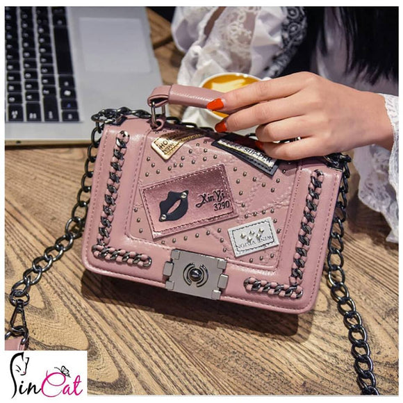 Pink rivets large capacity bag