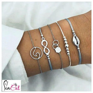 Shell infinity wave set of bracelets