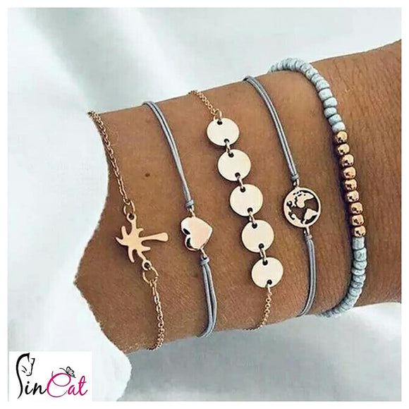 Heart tree set of bracelets