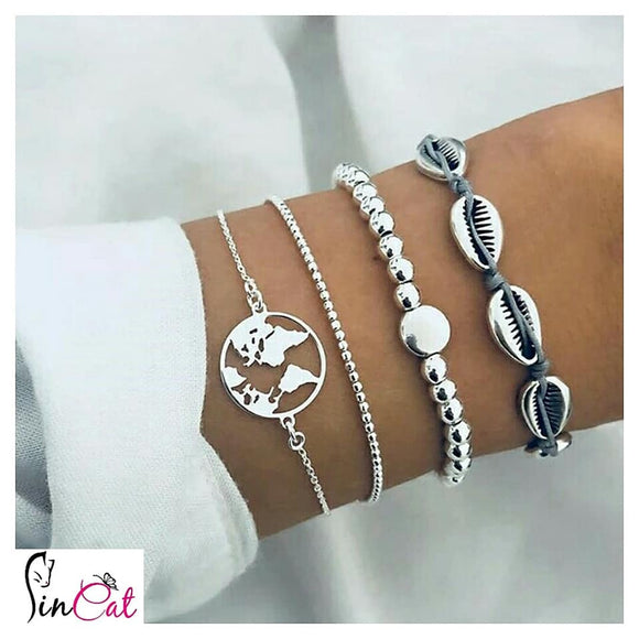 Shell map beads bracelets