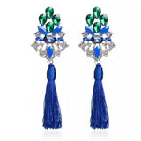 Blue Ethnic Bohemian Tassel Earrings