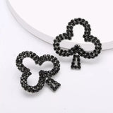 Black New Shiny Rhinestone Poker Symbol stud earrings