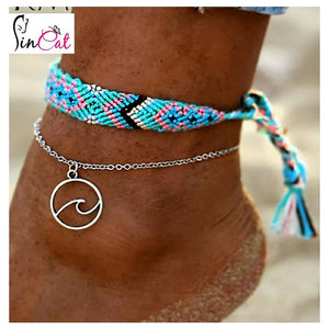 Blue cotton anklet