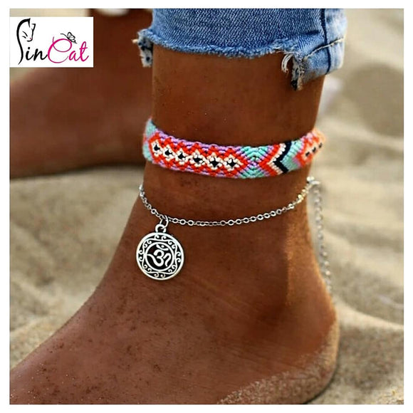 Orange cotton anklet