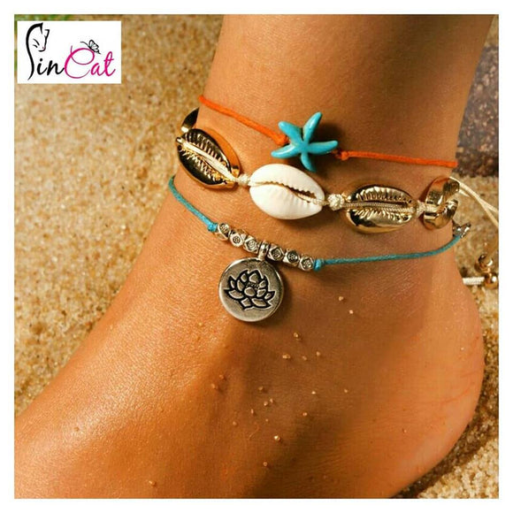 3 pieces yoga lotus anklets