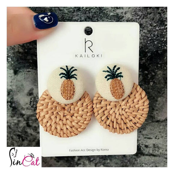 Pineapple straw drop earrings