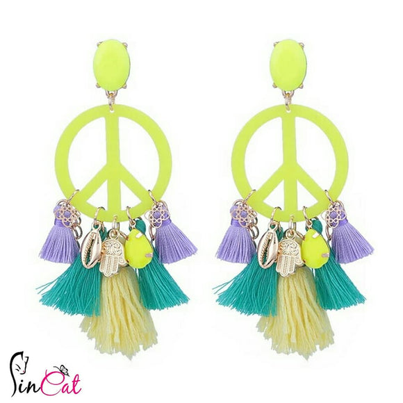 Fluo Green acrylic earrings with tassels