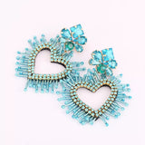 Blue crystal Beads Heart Drop Earring