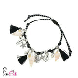 Hand made black chain shell anklet