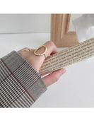 S925 sterling gold silver open  simple geometric irregular oval adjustable ring