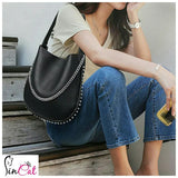 Black rivets large capacity bag